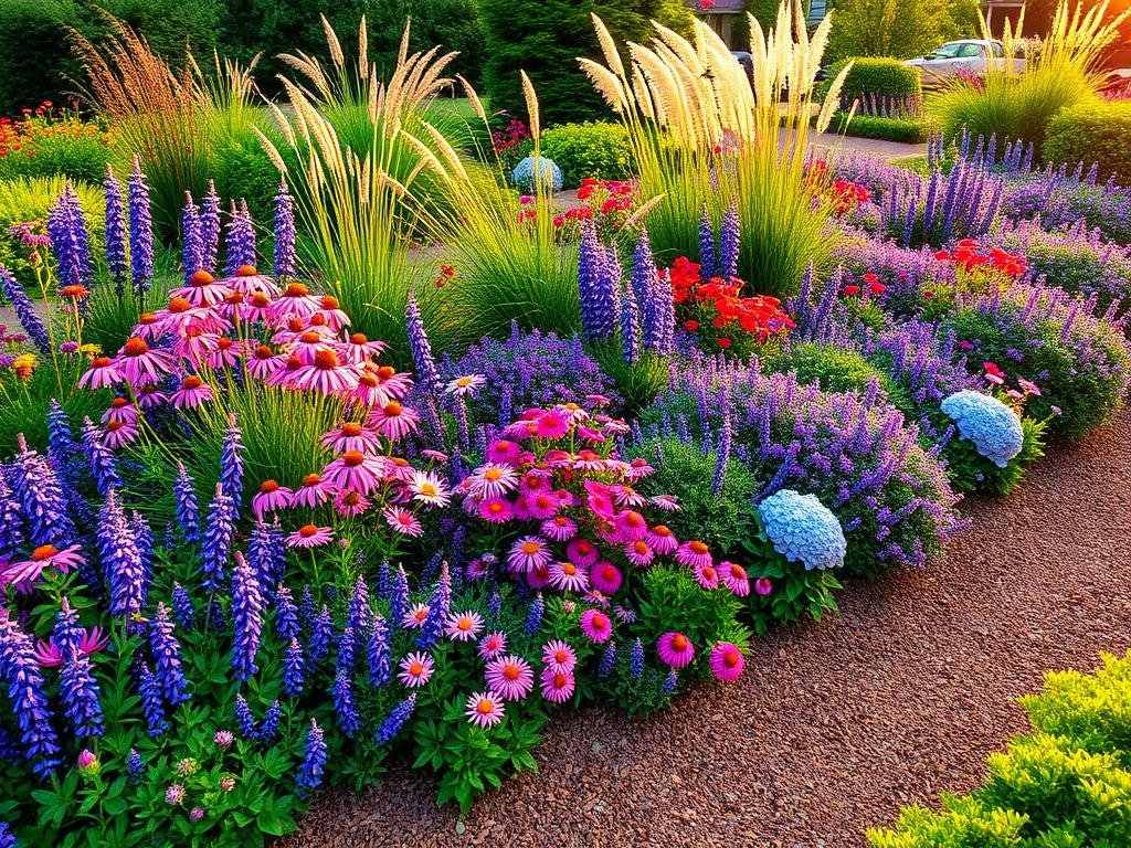 Kleurrijke vaste plantenborder